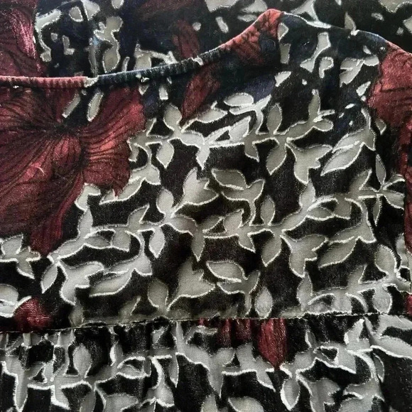 Abercrombie & Fitch Mini Dress S Floral Burnout Lined Black Burgundy Whimsigoth - Picture 12 of 14